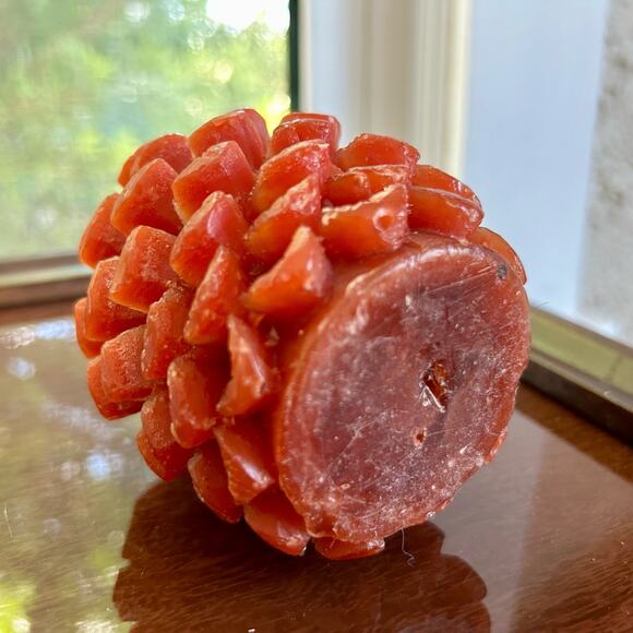 Vintage Red Pinecone Shaped Candle – 5” Tall Holiday Decor - Picture 8 of 10